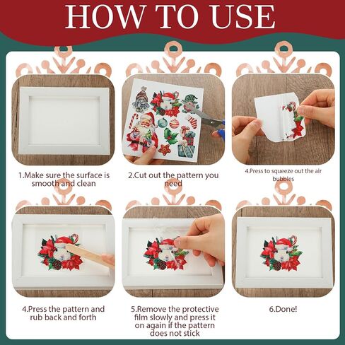 Honoson 20 Sheets Christmas Rub on Transfers for Crafts and Furniture Vintage Floral Santa Claus Cardinal Rub on Transfers Stickers Red Xmas Decals for DIY Home Decor, 5.9x5.9inch(Santa Claus) in Saudi Arabia