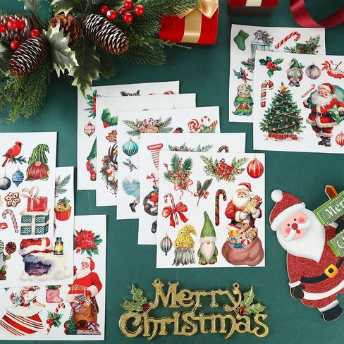 Honoson 20 Sheets Christmas Rub on Transfers for Crafts and Furniture Vintage Floral Santa Claus Cardinal Rub on Transfers Stickers Red Xmas Decals for DIY Home Decor, 5.9x5.9inch(Santa Claus) in Saudi Arabia
