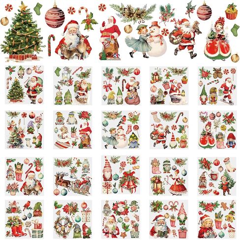 Honoson 20 Sheets Christmas Rub on Transfers for Crafts and Furniture Vintage Floral Santa Claus Cardinal Rub on Transfers Stickers Red Xmas Decals for DIY Home Decor, 5.9x5.9inch(Santa Claus) in Saudi Arabia
