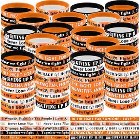 200pcs Orange Awareness Silicone Bracelets Bulk Inspirational Cancer Awareness Wristband for Pediatric Ovarian Cancer Sexual Assault Leukemia Kidney Fundraising Charity Campaign