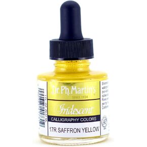Dr. Ph. Martin's Iridescent Calligraphy Color (17R) Ink Bottle, 1.0 oz, Saffron Yellow