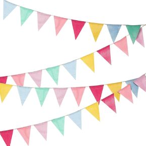 36 Flags Multicolor Pennant Flags Banner Pastel Bunting Laminated Burlap Banner Triangle Fabric Banner لزينة الحفلات