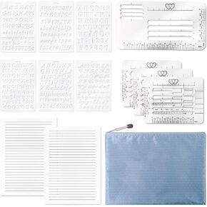 12 Pack Envelope Addressing Stencil Lettering Stencils Writing Tools, Straight Line Stencil Template for Journaling and Envelope Addressing Guide Card Paper Journal Lettering Writing (White)