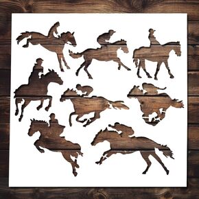 Riding Horse Stencil - Reusable Western Race Horse Stencils for Painting on Wood, Glass, Wall, Rock, Walls, Canvas, Glassware, Spray Painting, Airbrushing (6 x 6)
