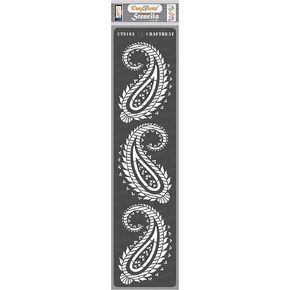 CrafTreat Reusable Paisley Stencils for Painting on Wood, Canvas, Paper, Fabric, Floor, Wall and Tile - Paisley Border - 3x12 Inches - DIY Art and Craft Stencils Borders - Paisley Template Stencil