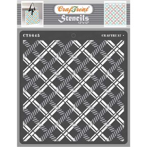 CrafTreat Reusable Plaid Stencils for Painting on Wood - 2 Step Plaid II - 2 Pcs - 12x12 Inches - Checker Pattern Stencil for Painting Walls - Buffalo Plaid Check Stencil for Fabric Painting