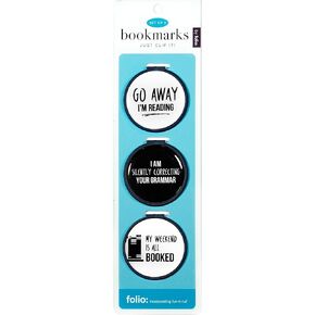 Just Clip it! Quote Bookmarks - (Set of 3 clip over the page markers) - GO away, I'm reading, I am silently correcting your grammar & My weekend is all BOOKED. Funny Bookmark Set - for of all ages.