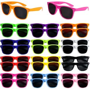 24 Pack 12 Color Neon Sunglasses Party Favors,80’s Retro Style Perfect Colorful Novelty Sun glasses Set for Birthday Party Supplies,Beach,Pool Party Favors,Party Toys,Goody Bag Favors for Kids Adults