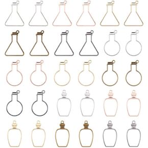 Cheriswelry 30Pcs Rack Plating Alloy Bottle Open Back Bezel Pendants Bottle Shape Hollow Frame Charm Bottle Blank Frame Metal Dangle Charms 41.2-42mm for DIY Resin Jewelry Making in Kuwait