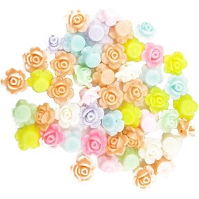 yueton?Pack of 50 Mixed Color Rose Flower Spacer Loose Beads DIY Craft Charms (Mixed Color)