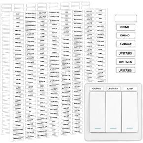 Light Switch Label Waterproof Electric Breaker Panel Label Blank Switch Identifier System Stickers for Home, Kitchen, Bathroom, Office School Organizing 328PCS (White)