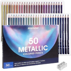 LBW 72 Metallic Colored Pencils for Adult Coloring, Soft Core Coloring Pencils with Vibrant Color, Ideal for Artists Drawing Blending Sketching
