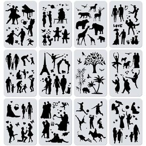 Tripleglee Draw Draw Stencil Art Templates (12 ورقة/مجموعة) -SunnyMode (مجموعة 1)