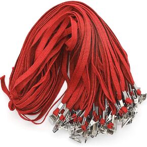 Beebel Lanyard 100 Pack Black Badge Lanyards Flat Lanyards Round 32" with Badge Clip