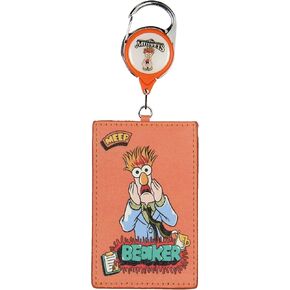 Muppets Retractable Lanyard Beaker Muppet ID Badge Holder Keychain Carabiner Clip for Keys, Travel, Work for Men, Women