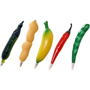 5PCS Vegetables Fruit Shaped Ballpoint Pens Creative Gel Ink Pens with Magnets Fun Banana Red Pepper Cucumber Kidney Bean Pens for Journaling (Assorted Style)