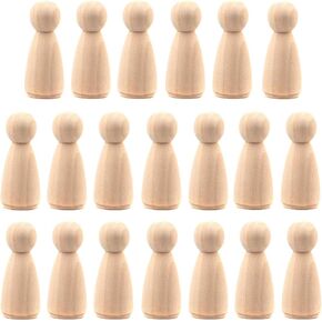 20pcs Wooden Peg Dolls, Unfinished Wooden Male People Shape Nature Plain Wood Body Dolls for Art Craft Projects DIY, Men Pattern