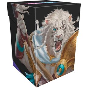 Ultra Pro - Foundations Ajani 100+ Deck Box Light for Magic: The Gathering, MTG storage container, deck protector, card organizer, trading card storage, Ajani Magic artwork, rigid polypropylene