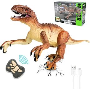 Remote Control 2.4Ghz T-Rex Dinosaur Toy, Realistic Walking & Roaring Robot with LED Lights for Boys, Girls, and Toddlers