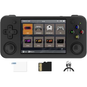 RG35XX H Retro Video Game Game Console 3.5 in IPS Screen Linux OS 64G TF CARD مع 5500 لعبة كلاسيكية مضمنة في بطارية 3300MAH متوافقة مع WIFI 5G و Bluetooth 4.2 (أسود)