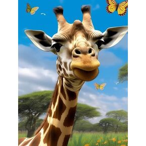VAIIEYO Diamond Art Kits for Adults Giraffe, Diamond Painting Animal, Paint by Numbers Oil Painting Full Drill Round Rhinestone Craft Canvas for Home Wall Decor Gift 12x16 inch
