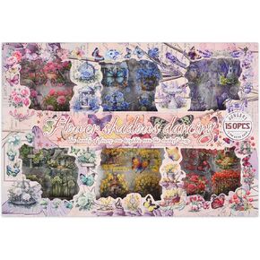 EAMOTOL Plants Flowers PET Journals Stickers - 150 Sheets Floral Decorative Scrapbooking Supplies Material Sticker Decal for Journaling Diary Scrapbook Handbook Album Planners Calendars