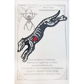 Greyhound Skeleton Bone Dog Grey Hound Greyhound Gray Iron on Patch pin Badge