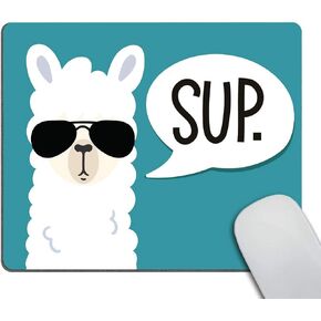Smooffly Funny Llama Mousepad Custom,Sup Llama Mouse pad Non-Slip Rubber Gaming Mousepad Rectangle Mouse Pads for Computers Laptop 9.5 X 7.9 Inch (240mmX200mmX3mm)