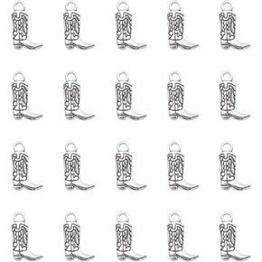 30 Pcs Cowboy Boot Charms Western Cute Small 1.8 x 1.1 cm Cute Pendants Supplies for Jewelry Making Finding Kits Bracelets Necklace Keychain Key Ring