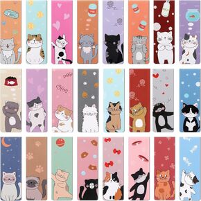 24 Pcs Cats Book Marker Clip Magnet Bookmarks Cute Magnet Page Markers Double Sided Book Page Clip Graduation Inspirational Bookmark for Teachers Students Book Lovers Reading Supplies