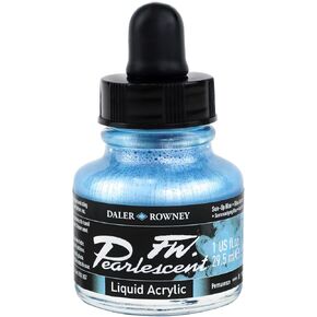 Daler-Rowney FW Pearlescent Acrylic Ink Bottle Sun-up Blue - Acrylic Drawing Ink for Artists and Students - Permanent Calligraphy Ink - Archival Ink for Illustrating and More