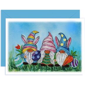 Happy Easter Day Card, Cute Bunnies Eggs Flowers Card, Seasonal Holiday Quilling Card, Quilled Greeting Card for Kids Family, Friend, Husband, Wife with Envelope (Cute Bunny)
