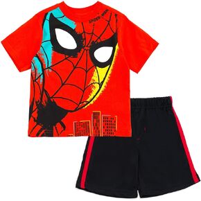 Marvel T-Shirt and Mesh Shorts Outfit Set Toddler to Big Kid Sizes (2T - 14-16)