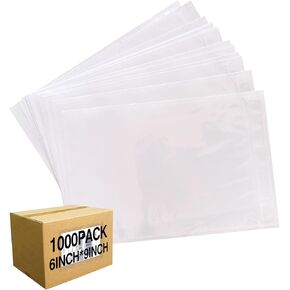1000 PCS 6"x 9" Clear Self-Adhesive Packing List Envelopes Plastic Shipping/Mailing Pouch Enclosed Bags for Packing Slips Invoice Label