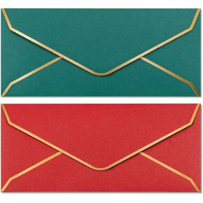 Business Envelopes, 40-Pack #10 Envelopes, 4 1/8 x 9 1/2 Inches, Red, Green, Christmas Colors
