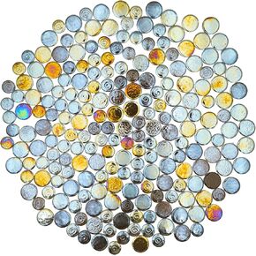 1.1 lbs Iridescent Round Ceramic Mosaic Tiles, DIY for Bathroom, Kitchen, Living Room, and Garden (Pink)