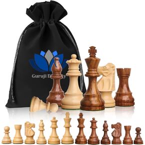 Collector Edition Wooden Chess Pieces Chess Coins Pawns Chessmen Figurine Pieces (Brown & White)