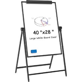MaxGear Large White Board Easel Stand, 40" x 28" A-Stand Double Sided Magnetic Dry Erase Board with Height Adjustable and 360°Rotation, Portable Classroom Easel for School or Teaching at Home, Office