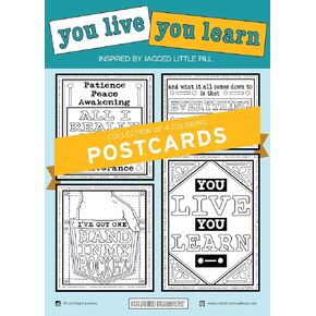 Jagged Little Pill -"You Live You Learn" Collection - Coloring Postcards - Hand-drawn illustrations by Coloring Broadway. Printed on matte card stock. (5" x 7" - Set of 4 individual designs)