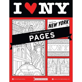 Coloring Broadway - I Love New York Coloring Pages (Set of 4), Broadway Musical Merchandise, Printed on Matte Card Stock (8 1/2" x 11"), Ideal Gift for a Broadway Theater Lover