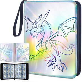 Trading Card Binder Card Holder - Lictin 9-Pocket Holographic Binder for Cards, Fits 810 Cards with 45 Removable Sleeves, 3-Ring Card Collection Album for Most Standard Size Cards, Double-sided