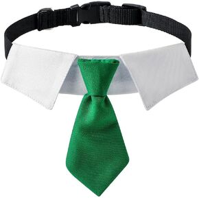 Dog Collar, Soft Polyester Dog Bow Tie with Metal Buckle for Large, Medium and Small Boys Cat Dog Tie (Medium, Green/White)