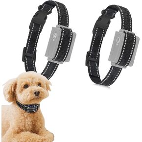 Replacement Collar for Shock Collar Strap Reflective Adjustable Nylon Pet Bark Collar Replacement Strap Dog Training Collar (2Pcs)