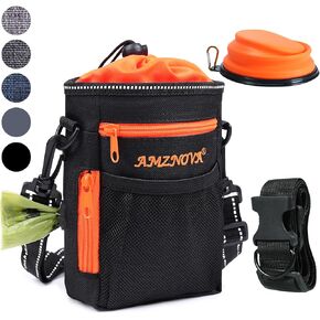 حقيبة علاج الكلب Amznova ، حقيبة تدريب كبيرة على الكلاب مع قابلة للتعديل يجب أن تكون حزامًا ، حزامًا ، موزعًا للأكياس ، سهلة حمل جميع العناصر الكلب ، الأسود in Kuwait