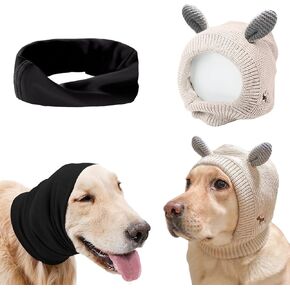 Quiet Ears for Dogs Anxiety Barking Dog Ear Covers Muffs Snood for Noise 2PCS Ear Hearing Earmuffs Fireworks Protection Anti Anxiety Dog Hat Large Dog (Purple & Pink)