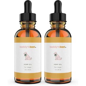 Buddy's Best Hemp Oil Treats for Pets - 100% Cold Pressed Hemp Seed Oil - Omega 3 & 6 for Hip & Joint Health, 2 x 1oz