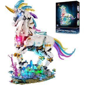 JMBricklayer Unicorn Building Sets for Adults with Lights 70008, Myth Art Creator Animals Display Ideas, Magical Rainbow Unicorn Home Decor, Building Toys Christmas Birthday Gifts for 14+(1492 PCS)