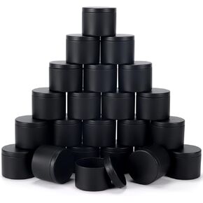 24 Pieces 4 oz Black Candle Tins,4oz Candle Jars Candle Containers with Lids, Candle Tin for Candles Making, Arts & Crafts, Storage, and Gifts