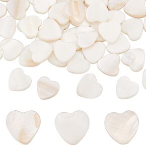 SUNNYCLUE 1 Box 60Pcs Shell Heart Beads Shell Spacer Beads Flat Shell Bead Seashell Beads Freshwater Shell Bead Charm Spacer Loose Beads for Jewelry Making DIY Bracelets Necklaces Earrings Adult