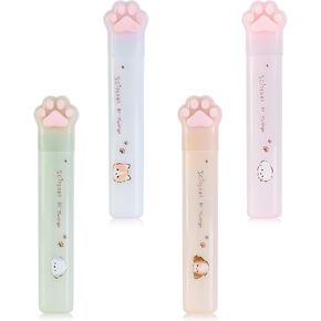 4 Pieces Cute Mini Scissors, Cartoon Cat Paw Stainless Steel Craft Scissors, Folding Stationery Scissors with Safety Cover, Portable Safety Scissors for Paper Cutting, Scrapbooking, Crafting